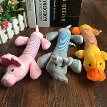 Load image into Gallery viewer, Popular Pet Dog Cat Funny Fleece Durability Plush Dog Toys Squeak Chew Sound Toy Fit for All Pets Elephant Duck Pig Plush Toys
