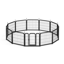 Load image into Gallery viewer, Outdoor 12 piece dog fence, 24 inch portable indoor game fence for small dog pets. Black, 22.2 inches wide x 23.6 inches high.
