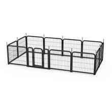 Load image into Gallery viewer, Outdoor 12 piece dog fence, 24 inch portable indoor game fence for small dog pets. Black, 22.2 inches wide x 23.6 inches high.
