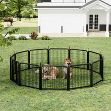 Load image into Gallery viewer, Outdoor 12 piece dog fence, 24 inch portable indoor game fence for small dog pets. Black, 22.2 inches wide x 23.6 inches high.
