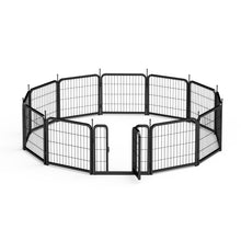 Load image into Gallery viewer, Outdoor 12 piece dog fence, 24 inch portable indoor game fence for small dog pets. Black, 22.2 inches wide x 23.6 inches high.
