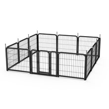 Load image into Gallery viewer, Outdoor 12 piece dog fence, 24 inch portable indoor game fence for small dog pets. Black, 22.2 inches wide x 23.6 inches high.
